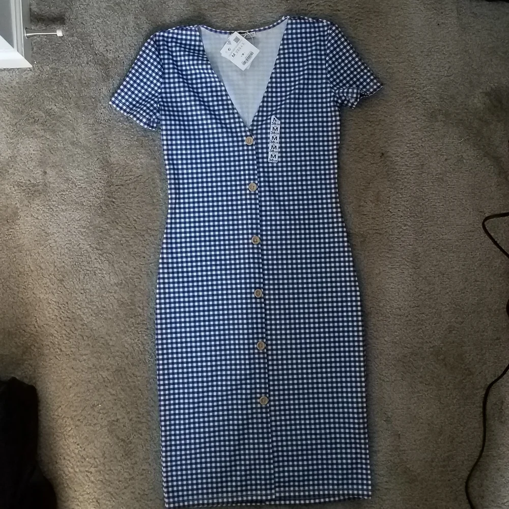 Nwt ZARA Vintage Style Button Down Dress - Picture 2 of 4